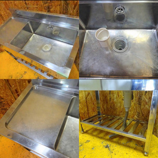 (417-0) 業務用 ステンレス 水切り１槽シンク W900D450H800BG90 中古品 一槽 流し台 厨房機器 飲食店 店舗 大阪府