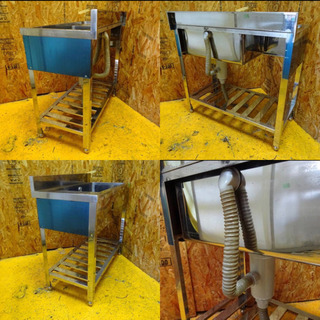 (417-0) 業務用 ステンレス 水切り１槽シンク W900D450H800BG90 中古品 一槽 流し台 厨房機器 飲食店 店舗 大阪府