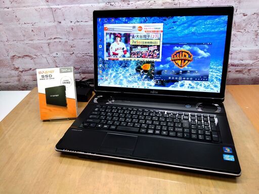 ＜完売御礼＞【快適17.3型◆地デジ視聴OK】富士通 NH77/DD@新品SSD 512GB, HDD 1.0TB, Core i7, 8GB◆Windows10, Microsoft Office, Blu-ray, Wi-Fi