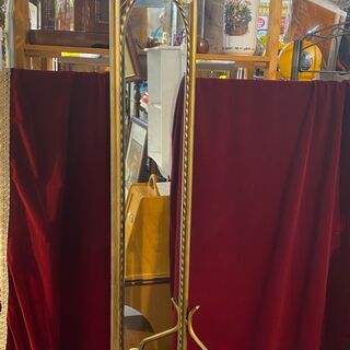 近隣送料無料★ミラー付 スリッパラック 全身鏡 アイアン シャビー 薄型 スリム★買取帝国 志木店