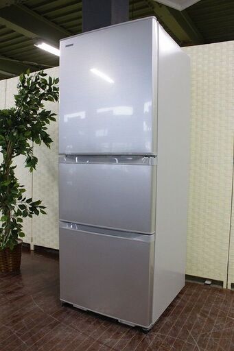 東芝 3ドア冷凍冷蔵庫 340L 自動製氷 右開き GR-H34S(S)シルバー 2016年製 TOSHIBA 冷蔵庫 中古家電 店頭引取歓迎 R3700)