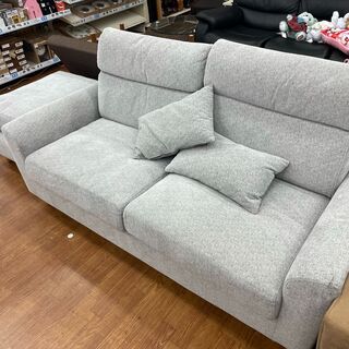 2人掛けソファー オットマン付き ライトグレー