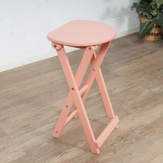 　折りたたみ式　スツール　椅子　ラクラク移動　ピンク