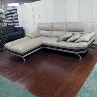本革カウチソファ ロゾ4 BE LC 本革 セミハイバック 右カウチタイプ NITORI ソファ 中古家具 店頭引取歓迎 R3774) 本革カウチソファ ロゾ4 BE LC 本革 セミハイバック 右カウチタイプ NITORI