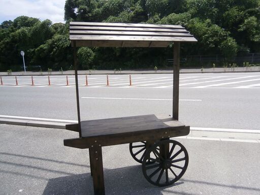 ☆中古品 木製ワゴン 屋台 店舗販売 売台 イベントなどに！！1450ｘ670ｘ1940ｍｍ☆