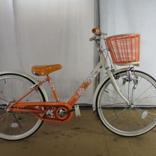 ★9800円★ ブリヂストン　エコパル　オレンジ　中古子供自転車 B376【22インチ 】