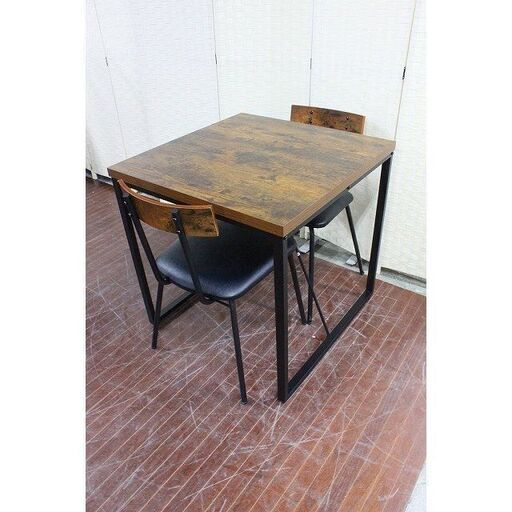 ｈニトリ　ステインシリーズ　ダイニング3点セット　テーブル/チェア×2 NITORI テーブル 中古家具 店頭引取歓迎 R3725)