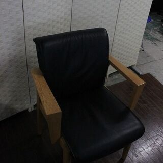 コスガ　本革　ダイニングチェア4脚セット　ブラック KOSUGA 椅子 中古家具 店頭引取歓迎 R3746)