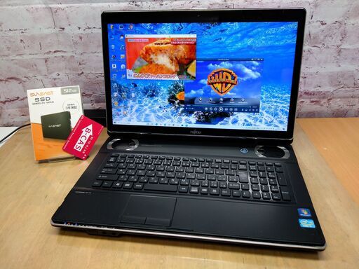 ＜完売御礼＞【快適大画面17.3型◆地デジ視聴OK】富士通 NH77/DD@新品SSD 512GB, HDD 500GB, Core i7, 8GB◆Windows10, Microsoft Office, Blu-ray, Wi-Fi