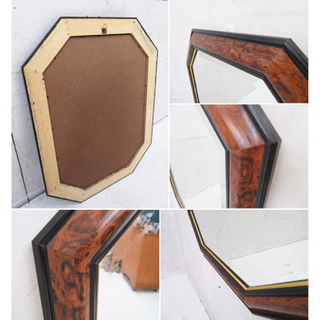 希少◆ウォールミラー 壁掛け 鏡 木製 八角形 クラシック モダン インテリア 家具 アンティーク ヴィンテージ イタリア イギリス 店舗什器