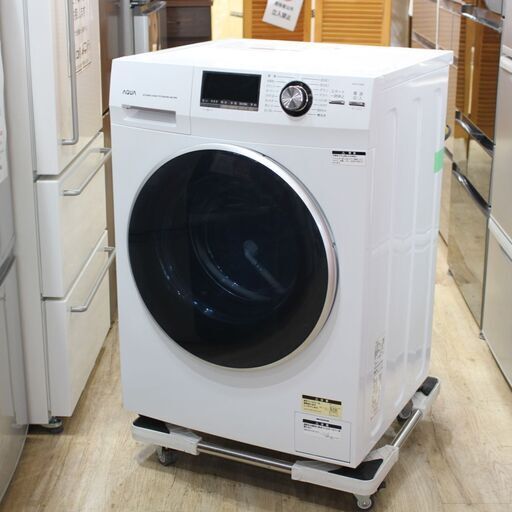 店R673)【動作保証付き/高年式/美品】AQUA ドラム式洗濯機 2020年製 8kg 左開き ホワイト AQW-FV800E アクア