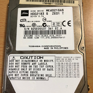 2.5インチHDD 60GBをお譲りします