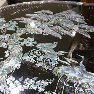 【店舗同時販売中】螺鈿細工座卓　ガラス天板付き【店頭ご来店購入限定】 価格見直しました！ガラス天板付｜螺鈿細工｜座卓