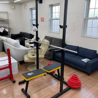 【売切れ】ベンチプレスラック バーベルスタンド 懸垂 フラットベンチ トレーニング(重量140kg※シャフト含む※）