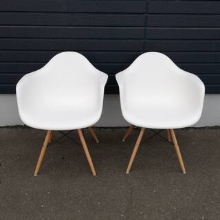 【071305】チェア　椅子　白　軽量　2脚セット　【引取限定】