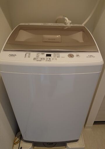 美品 AQUA アクア 全自動洗濯機 7.0kg 風乾燥 2019年製 AQW-GS70G(W)