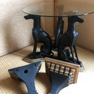 アンティークガラステーブル、壁掛けフレーム