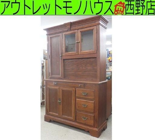 商談中　アメリカンヴィンテージ家具 Broyhill/ブロイヒル 飾り棚 ライト付き 126×43×200 ミッドセンチュリー キャビネット ビンテージ 札幌 西野店