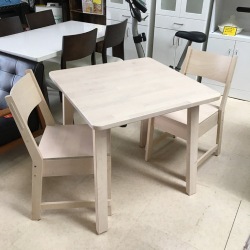 IKEA 木目白、ダイニングテーブル、イスセット