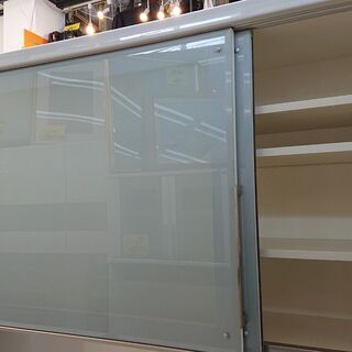 ★ パモウナ ソフトクローズ スライドドア キッチンボード レンジボード ホワイト 鏡面仕上げ■160x50x206㎝■近隣配送無料 買取帝国 朝霞店 