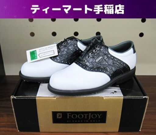 未使用品 ゴルフシューズ フットジョイ DRYJOYS 白×紺 クロコ柄 JPN25cm XW(3E) FOOTJOY 札幌市手稲区