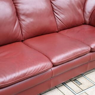 IDC大塚家具 L/Sコンフォート 革張り 3人掛けソファ トリプルソファー