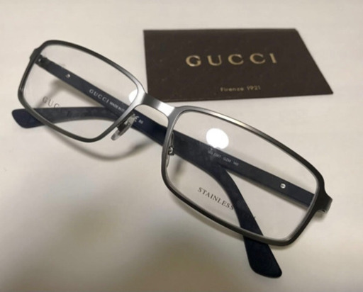 新品 未使用 GUCCI メガネフレーム フルリム イタリア製 グッチ シルバー ブルー おしゃれ メンズ レディース サングラス に