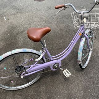 パープルな女子自転車です　２４インチ　綺麗です　鍵２本