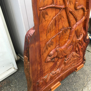 希少！一点物☆木彫 衝立 虎と竹 天然無垢材 一枚板 アンティーク