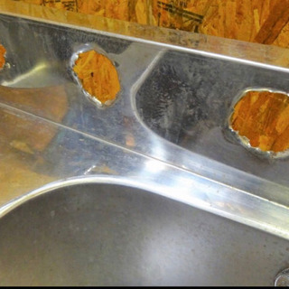 432-0）厨房☆二槽シンク/2槽シンク/バックガードあり/店舗/飲食店