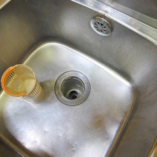 432-0）厨房☆二槽シンク/2槽シンク/バックガードあり/店舗/飲食店