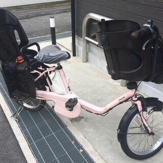 地域限定送料無料　ギュットミニ　16AH　三人乗り　ピンク系　神戸市　電動自転車 電動自転車 子供乗せ パナソニック ギュットミニ DX ピンク