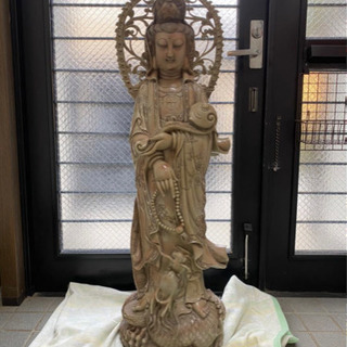 【ネット決済】超高級石彫刻 極上細密造 観音菩薩像 高さ約115...