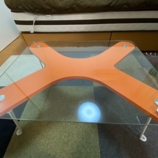 【ネット決済・配送可】折りたたみガラステーブル