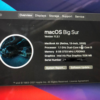 【ネット決済・配送可】Macbook Air 13-inch, ...