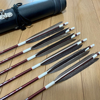 7/17(日)まで】弓道 カーボン矢6本組矢筒セット ミズノSST 75-18S 黒鷲