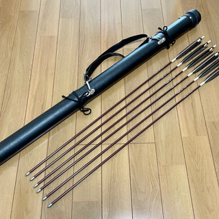 【7/17(日)まで】弓道 カーボン矢6本組矢筒セット　ミズノSST 75-18S 黒鷲手羽 97cm 7/17(日)まで】弓道 カーボン矢6本組矢筒セット ミズノSST 75-18S