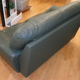 k322☆2p本革ソファ☆ダークグリーン☆幅1650㎜☆良品☆