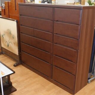 k323☆ニトリ☆ハイチェスト☆ワイドタイプ☆ダークブラウン☆幅1500㎜☆