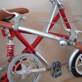 ダンロップ　レトロ　ビンデージ　折りたたみ 自転車 赤が　街中でCooL!　