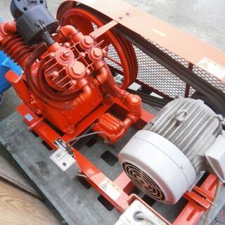 その他 ☆中古品 富士コンプレッサー 5馬力 W-35T 小型往復空気圧縮機 & アース富士 高圧用サブタンク 220L PST-220H 動作問題なし☆