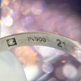 【中古品】pt900 デザインリング　21号　3.2g［65］