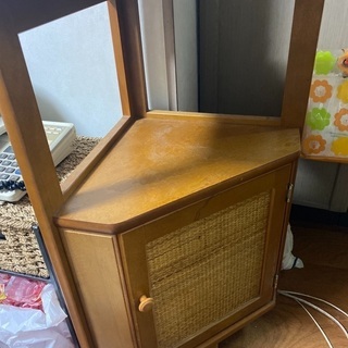 昭和　木製　電話台　コーナータイプ