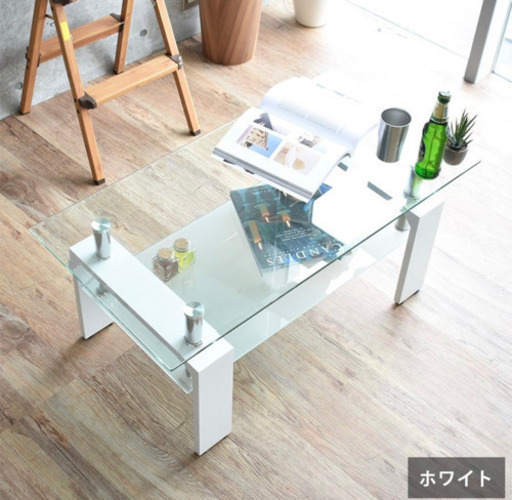 【美品】ガラステーブル　リビングテーブル