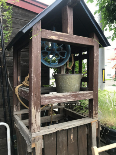 ガーデニング雑貨、井戸セット、小屋付き井戸セット、庭園 