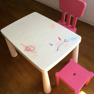 IKEA 子ども用　テーブル、イス(2つ)