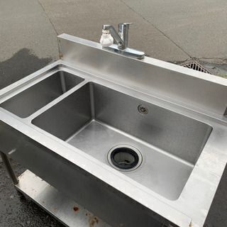 G4825　カード利用可　2層シンク　流し台　　幅109.5×奥行65×高さ96cm　左前足無し　キッチン家電　業務用家電　厨房家電　プラクラ南9条店　札幌 G4825 カード利用可 2層シンク 流し台 幅109.5×奥行65×高さ