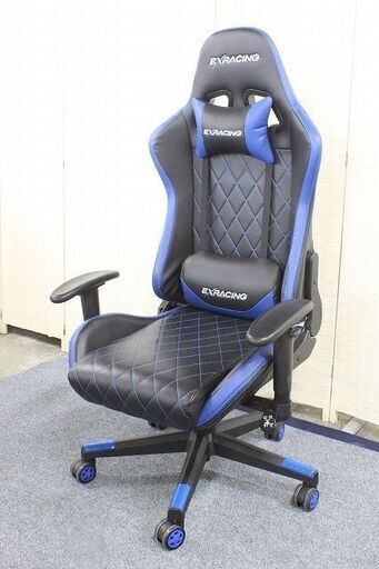 EXRACING ゲーミングチェア オフィスチェア 人間工学 非再生ウレタン採用 EX-001-BLUE  椅子 中古家具 店頭引取歓迎 R3821)