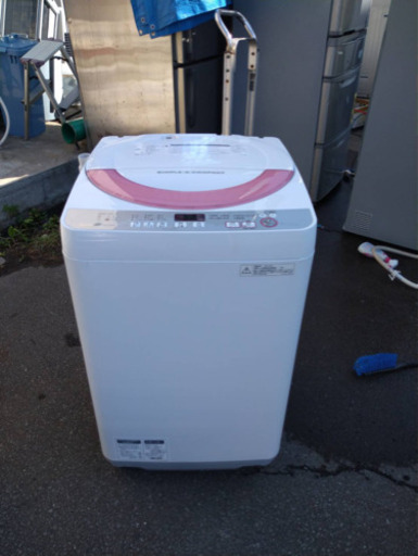 シャープ 6.0kg全自動洗濯機 ES-GE60R-P 2016年製 穴なしステンレス槽 時短コース 風乾燥 槽クリーン