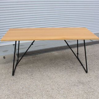 T385) 無印良品 折りたたみテーブル 幅160cm オーク材...